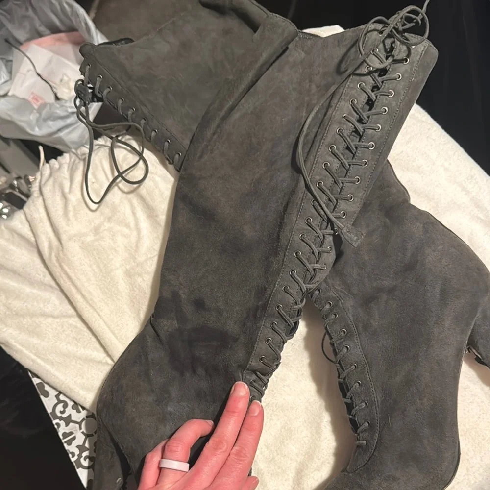 Prada Suede Knee-High Boots 39.5 - Picture 3 of 9